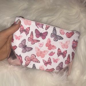 Ipsy pink and purple butterfly clutch